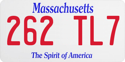 MA license plate 262TL7