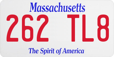 MA license plate 262TL8
