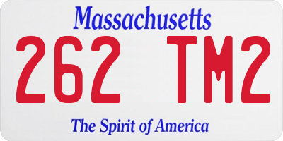 MA license plate 262TM2