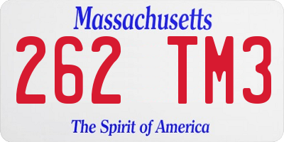 MA license plate 262TM3