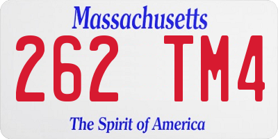 MA license plate 262TM4