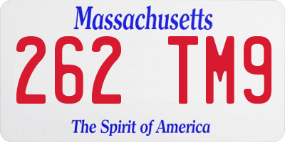 MA license plate 262TM9