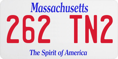 MA license plate 262TN2