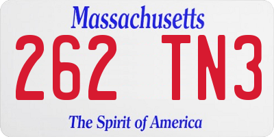 MA license plate 262TN3