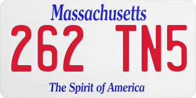 MA license plate 262TN5