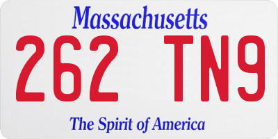 MA license plate 262TN9