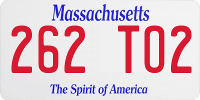 MA license plate 262TO2