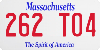 MA license plate 262TO4