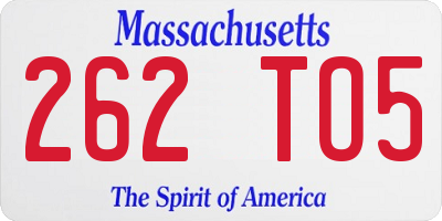 MA license plate 262TO5