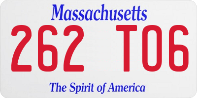 MA license plate 262TO6
