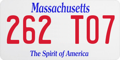 MA license plate 262TO7