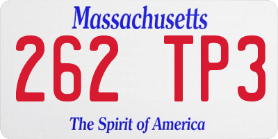 MA license plate 262TP3