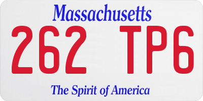 MA license plate 262TP6