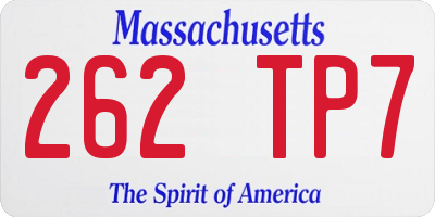 MA license plate 262TP7