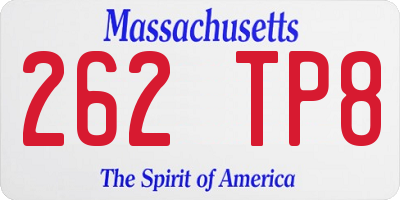 MA license plate 262TP8
