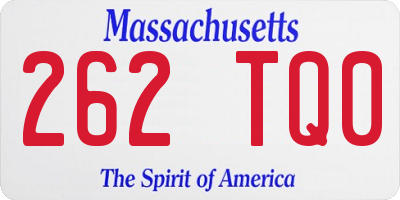 MA license plate 262TQ0
