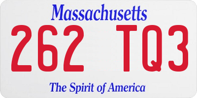 MA license plate 262TQ3