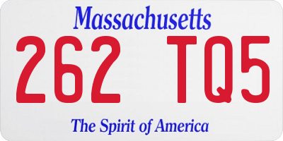 MA license plate 262TQ5