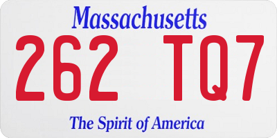 MA license plate 262TQ7