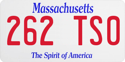 MA license plate 262TS0