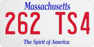 MA license plate 262TS4