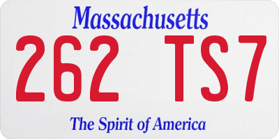 MA license plate 262TS7