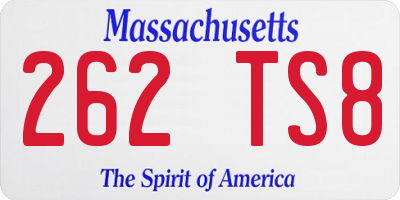 MA license plate 262TS8