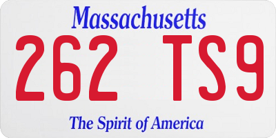 MA license plate 262TS9