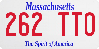 MA license plate 262TT0