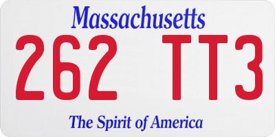 MA license plate 262TT3