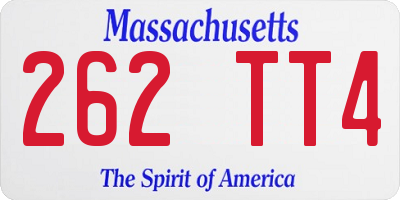 MA license plate 262TT4
