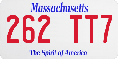 MA license plate 262TT7