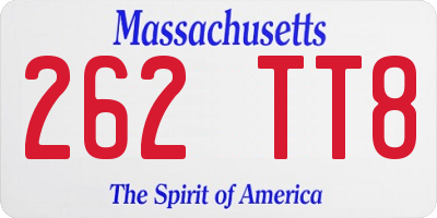 MA license plate 262TT8
