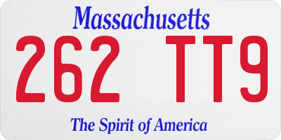 MA license plate 262TT9