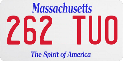 MA license plate 262TU0