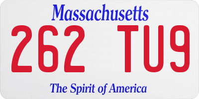 MA license plate 262TU9