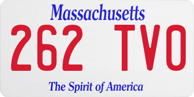 MA license plate 262TV0