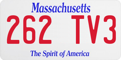 MA license plate 262TV3