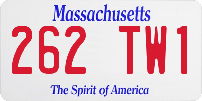 MA license plate 262TW1