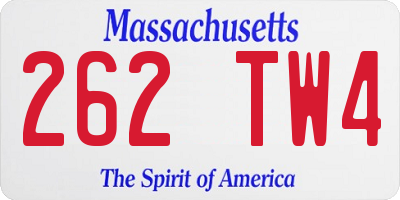MA license plate 262TW4