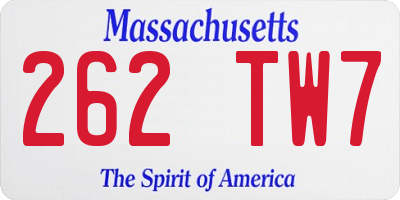 MA license plate 262TW7
