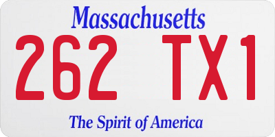 MA license plate 262TX1