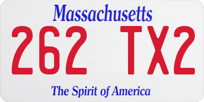MA license plate 262TX2