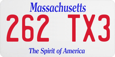 MA license plate 262TX3
