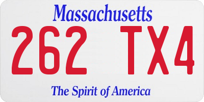 MA license plate 262TX4