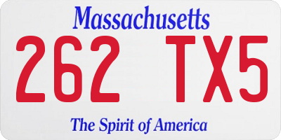 MA license plate 262TX5