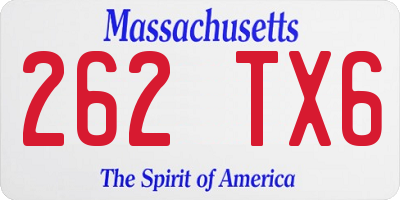MA license plate 262TX6