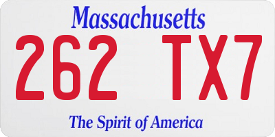 MA license plate 262TX7