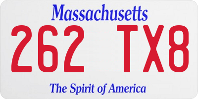 MA license plate 262TX8