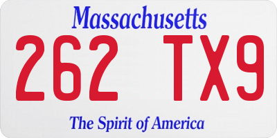 MA license plate 262TX9